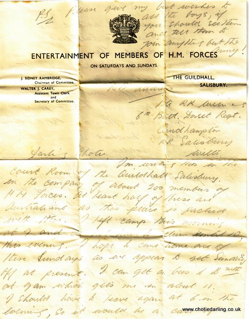 Letter 23rd June 1940, from the Salisbury Guildhall, Chotie Darling weblog Letter 23rd June 1940, from the Salisbury Guildhall, Chotie Darling weblog