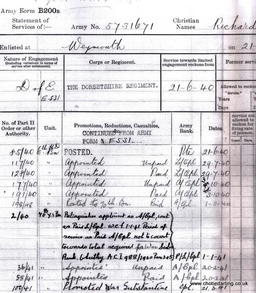 Service Record May 1941