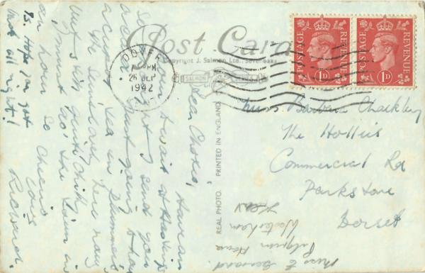 Writing on Hastings postcard