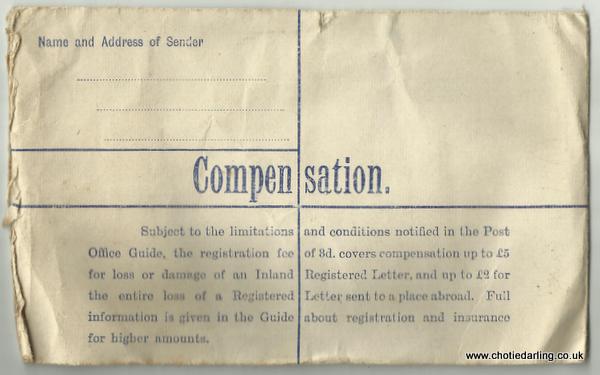 Registered post revers of envelope