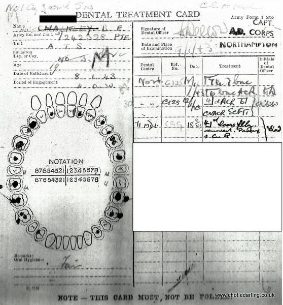 Chotie dental record 18th June 1943
