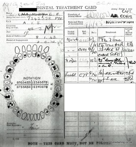 Chotie dental record 28th September 1943 Chotie dental record 28th September 1943