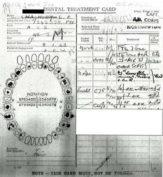Chotie dental record 10th February 1944 Chotie dental record 10th February 1944