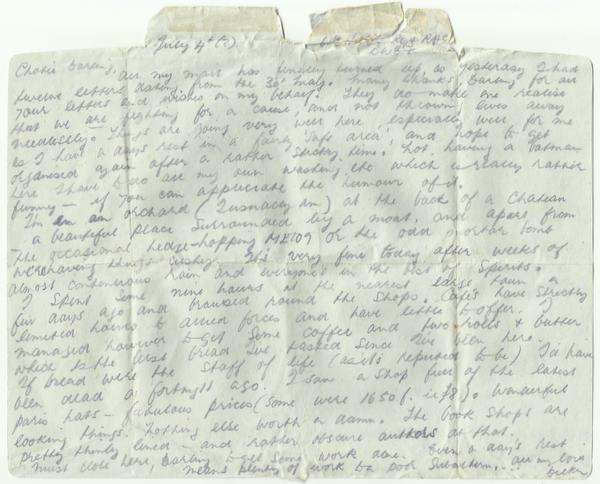Letter form posted 6th July 1944 inside