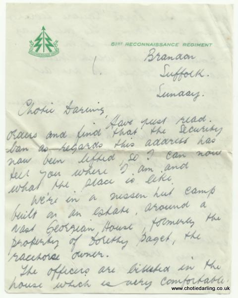 Letter on 61st Recce Regt paper Jan 1st page Letter on 61st Recce Regt paper Jan 1st page