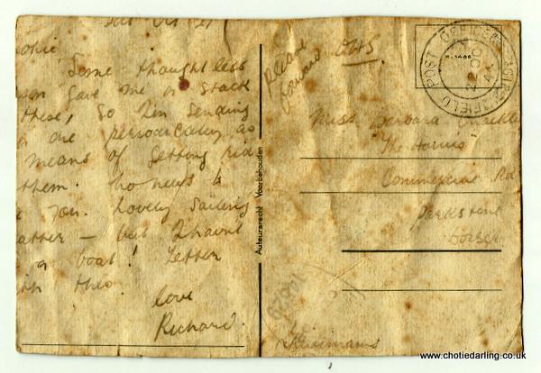 Postcard picking fruit written 21st Oct 44 back