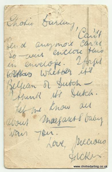 Postcard of baby 30th Oct 44 back