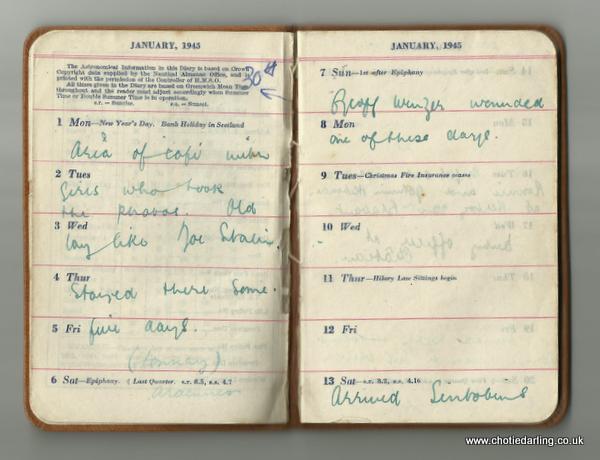 Dick's 1945 diary early January Dick's 1945 diary early January