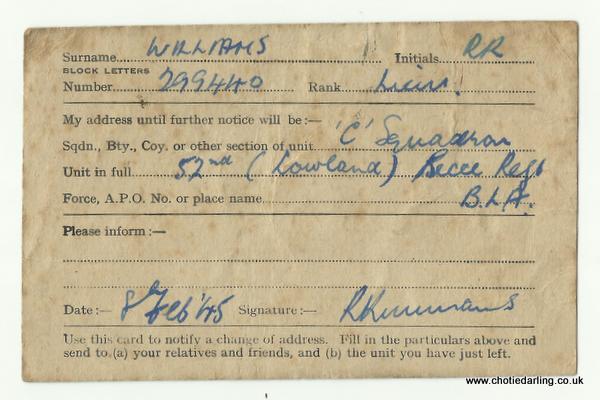 Postal address re-direction card back Feb 45 Postal address re-direction card back Feb 45