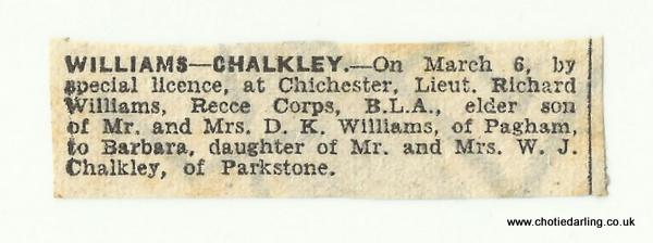 Newspaper announcement of wedding Newspaper announcement of wedding