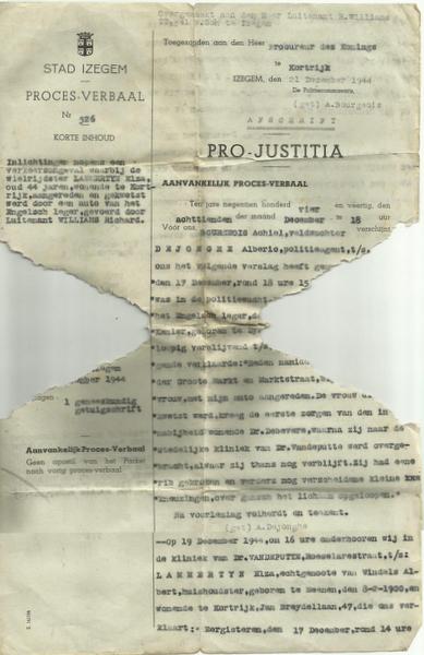 Izegem police document Izegem police document