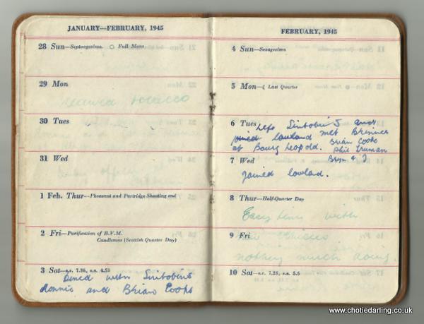 Dick's diary end of Jan and early Feb 1945 Dick's diary end of Jan and early Feb 1945