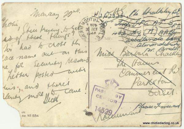 Postcard Naarde Markt 22nd Oct 44 back Postcard Naarde Markt 22nd Oct 44 back