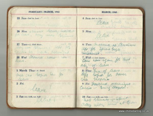 Dick's diary end of Feb and early March 1945 Dick's diary end of Feb and early March 1945