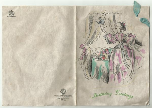 Birthday card girl and bird outside Birthday card girl and bird outside