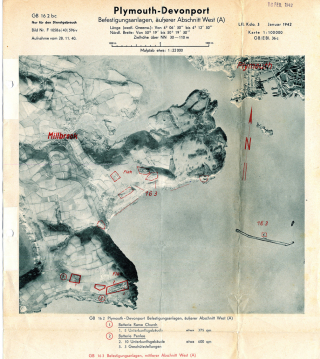 Luftwaffe map of Plymouth and Millbrook in January 1942 Luftwaffe map of Plymouth and Millbrook in January 1942