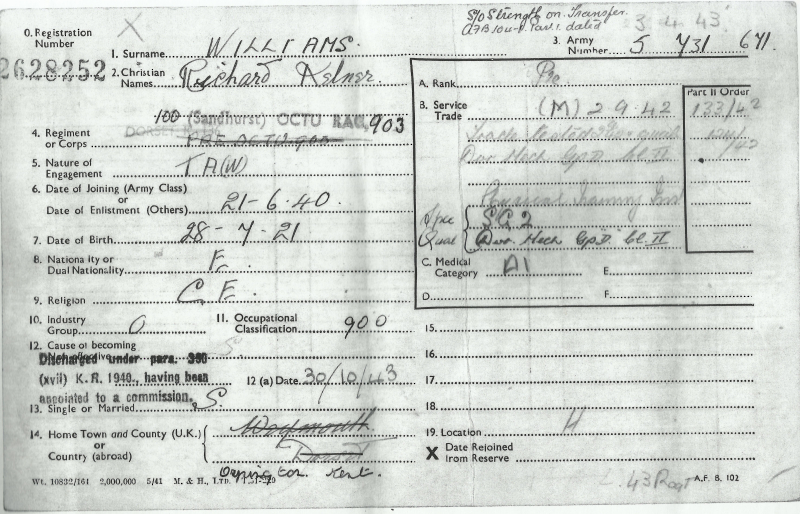 Record of discharge for commission page 1 Record of discharge for commission page 1