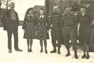 Honnay Belgium 31st December 1944 Esther Lucienne Lt. Eric Macey Lt. Dick Williams Victorine (2) Honnay Belgium 31st December 1944 Esther Lucienne Lt. Eric Macey Lt. Dick Williams Victorine (2)
