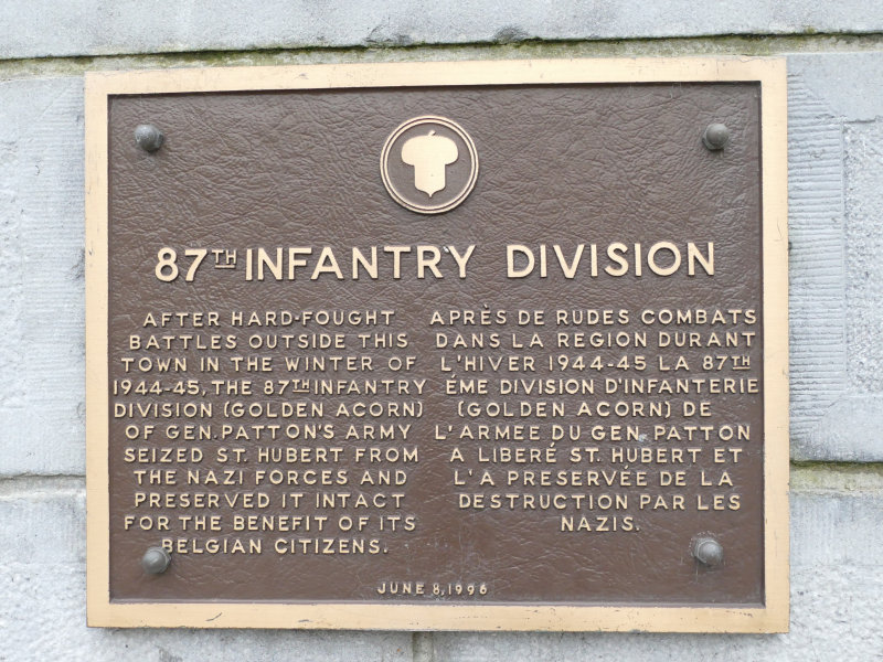 St Hubert US 87th Infantry plaque on town hall